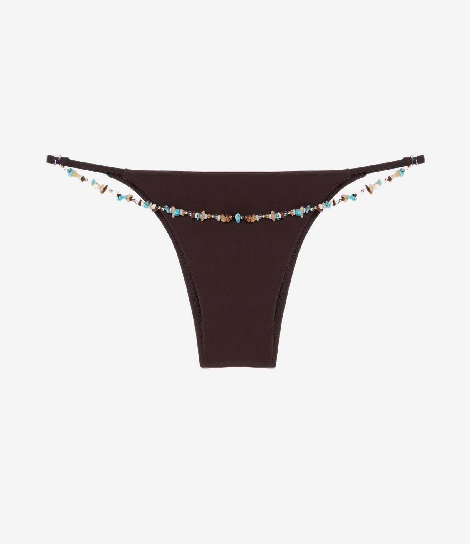 Biquíni Calcinha String em Microfibra com Aviamento Colorido Marrom 5