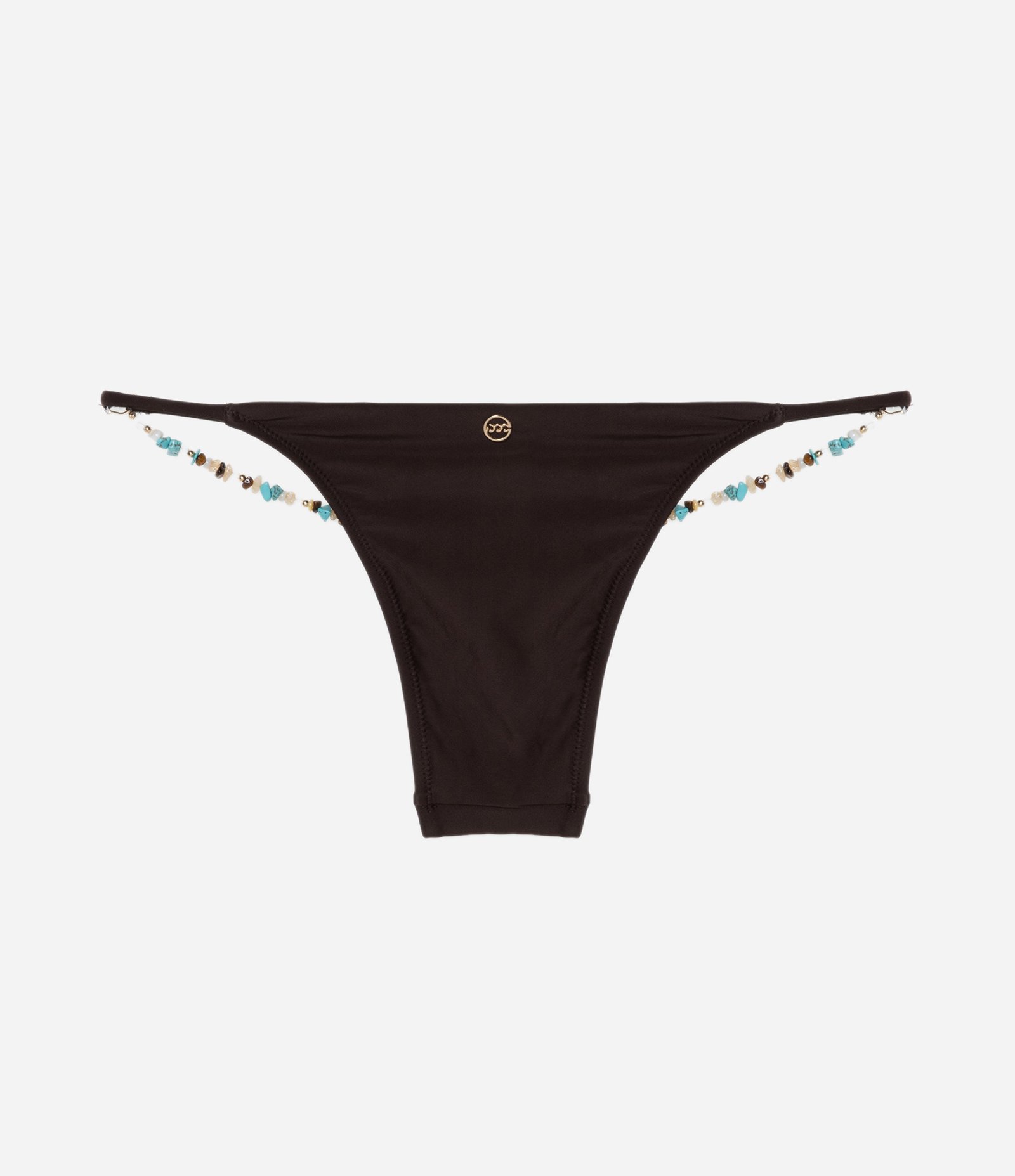 Biquíni Calcinha String em Microfibra com Aviamento Colorido Marrom 6