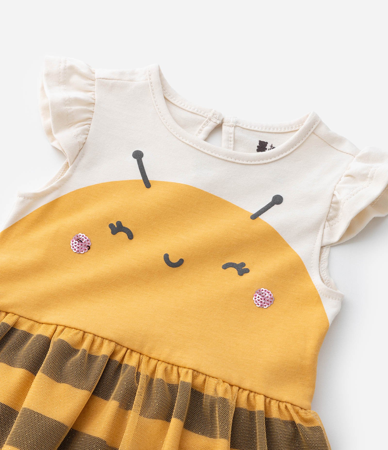 Vestido Body Infantil com Estampa de Abelha - Tam RN a 24 Meses Amarelo 7
