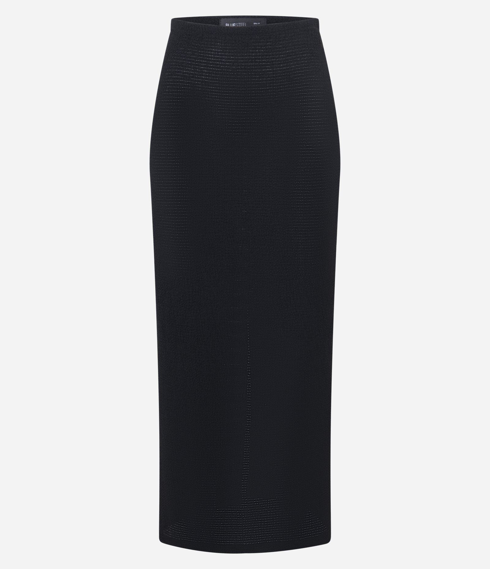 Saia Long Midi Texturizada com Fenda Preto 6