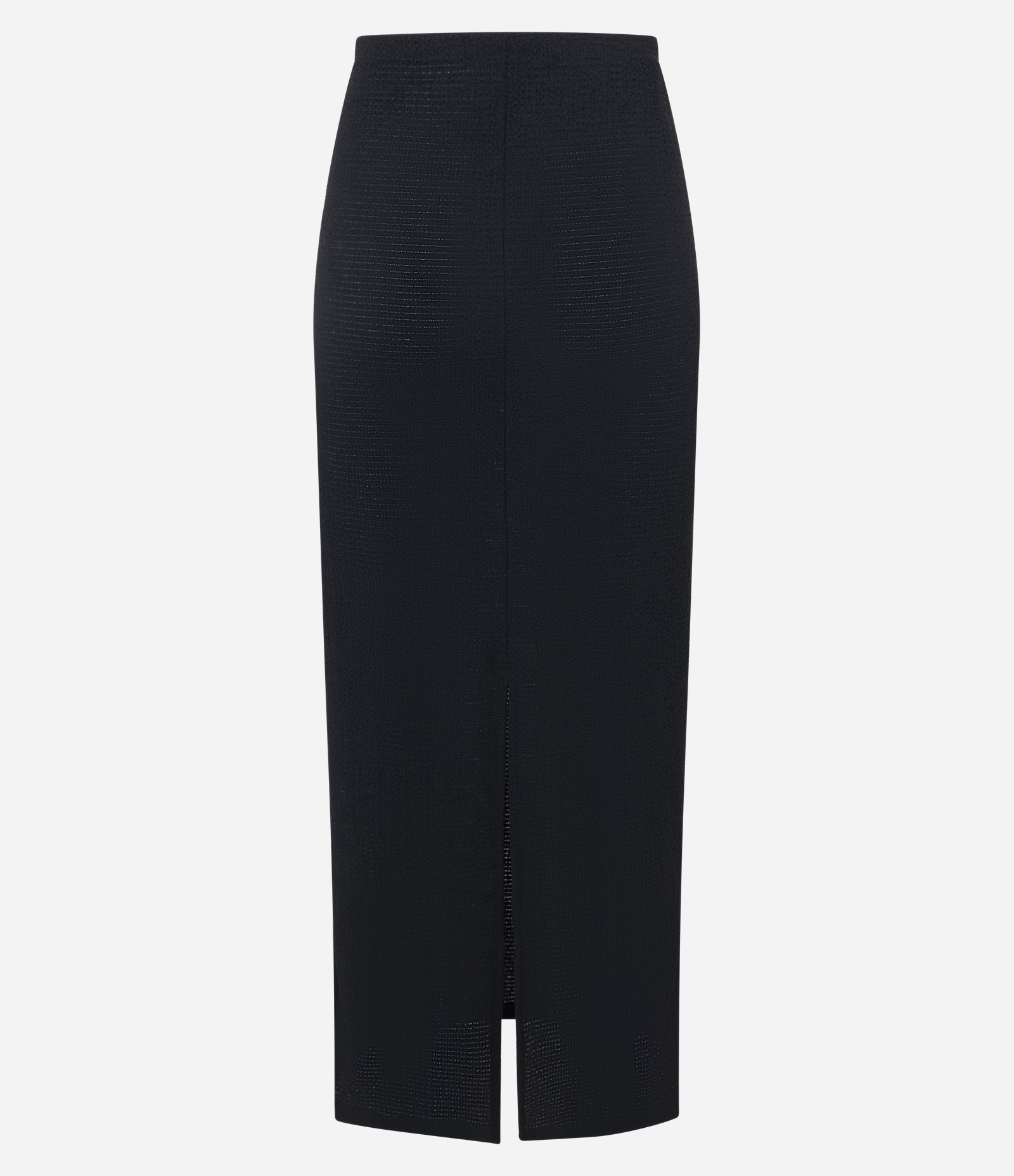 Saia Long Midi Texturizada com Fenda Preto 7