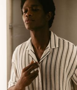 Camisa Boxy em Tricô com Estampa Listras