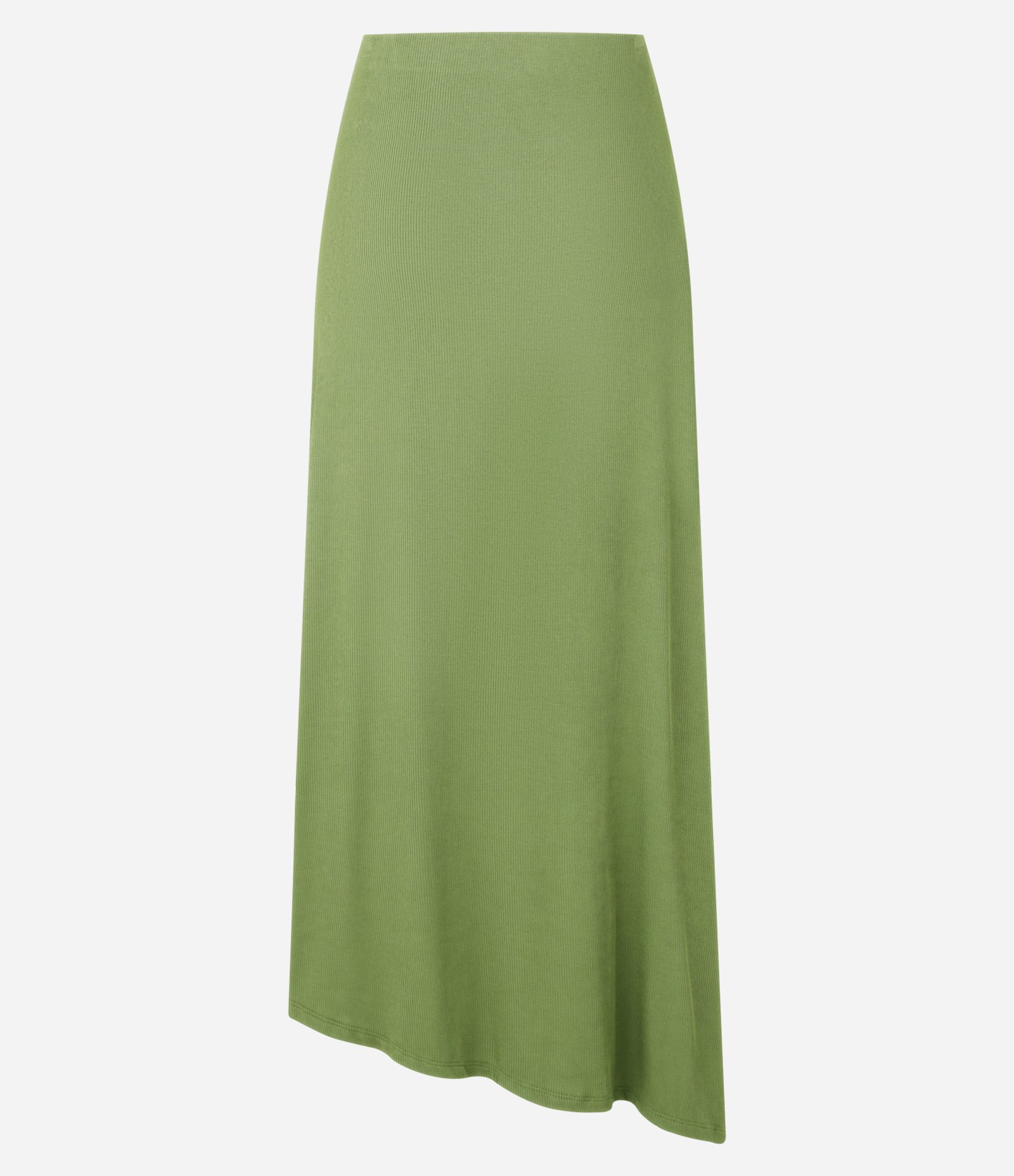Saia Long Midi em Ribana com Barra Assimétrica Verde 8