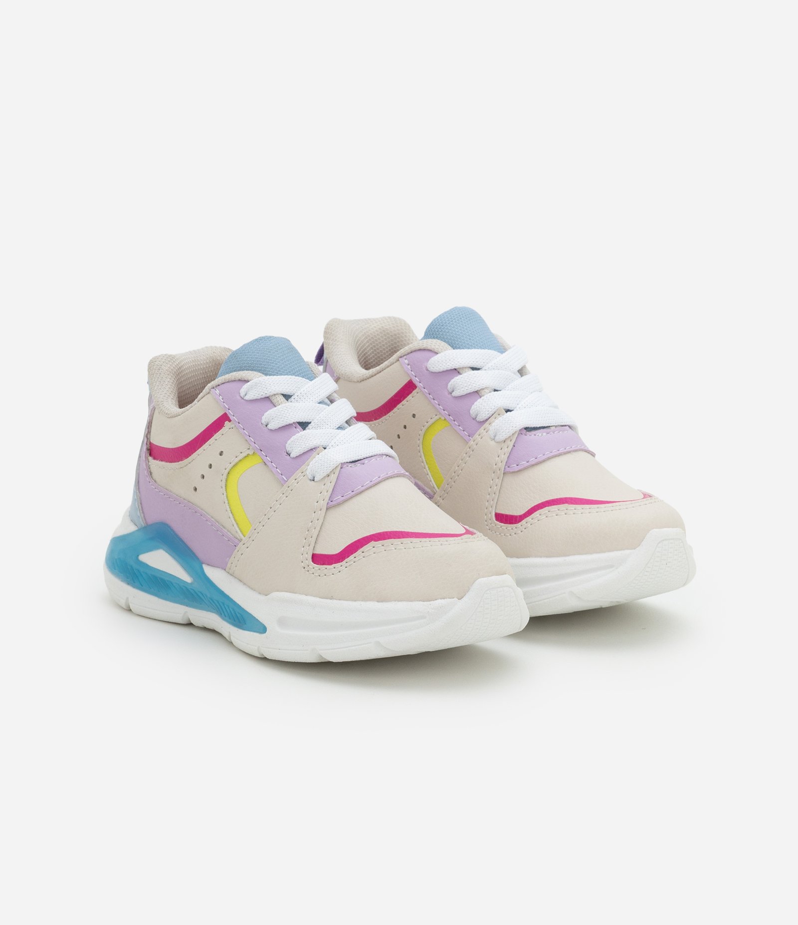 Tênis Infantil com Recortes e Sola de LED - Tam 20 ao 27 Multicores 6