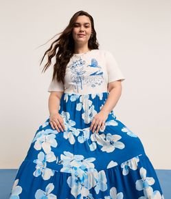Vestido Midi com Estampa Verão e Saia Floral Curve & Plus Size