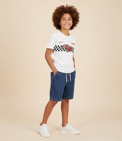 Camiseta Infantil com Estampa Hot Wheels - Tam 4 a 12 Anos
