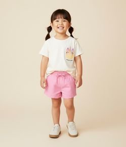Blusa Infantil com Bolsinho Estampado de Unicórnio - Tam 1 a 6 Anos