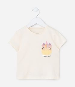 Blusa Infantil com Bolsinho Estampado de Unicórnio - Tam 1 a 6 Anos