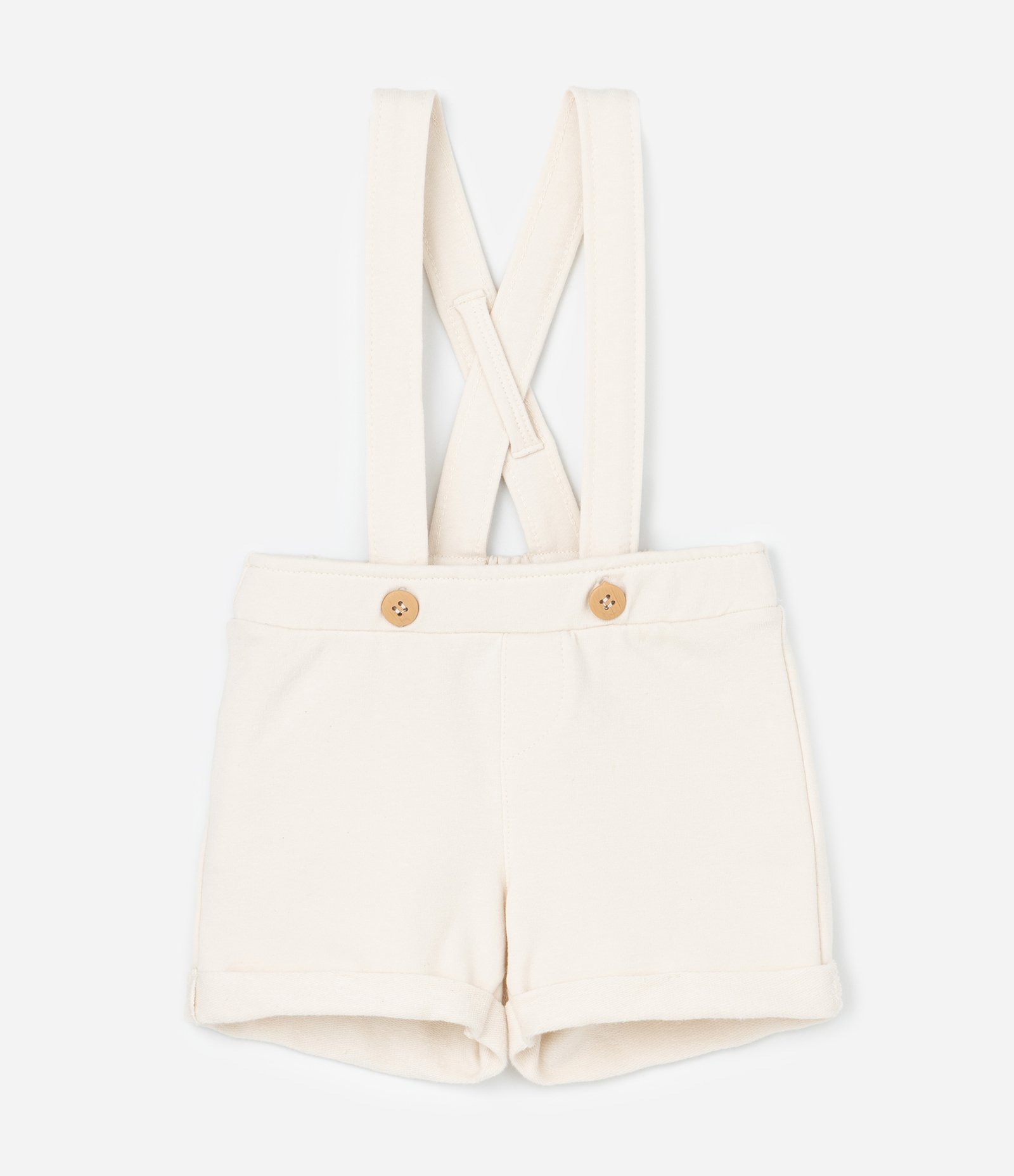 Bermuda Infantil com Suspensório - Tam 0 a 18 meses Off White 1