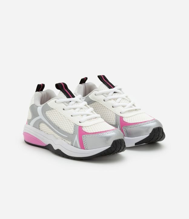 Tênis Esportivo Infantil com Recortes Contrastantes - Tam 28 ao 34