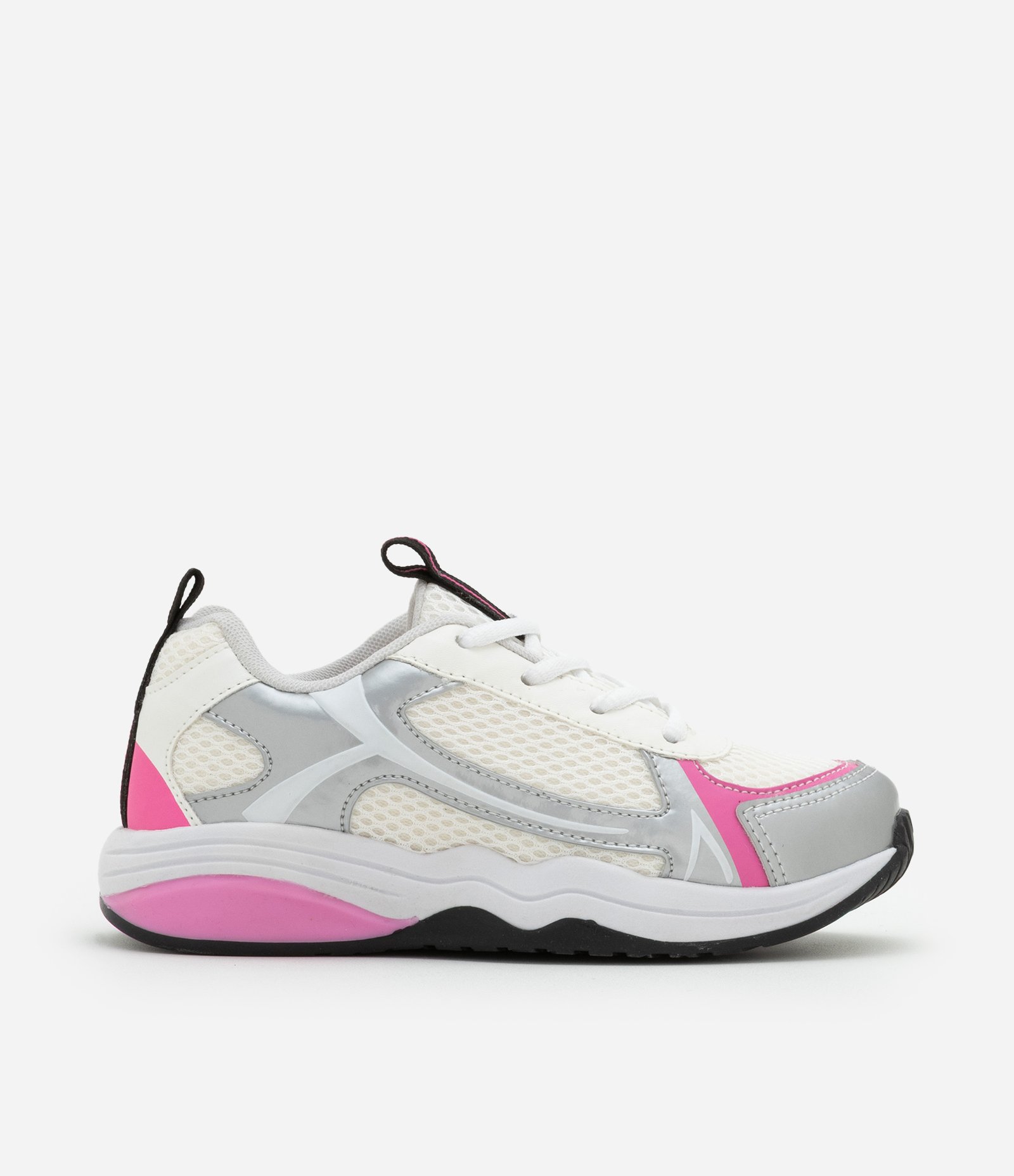 Tênis Esportivo Infantil com Recortes Contrastantes - Tam 28 ao 34 Prata 5