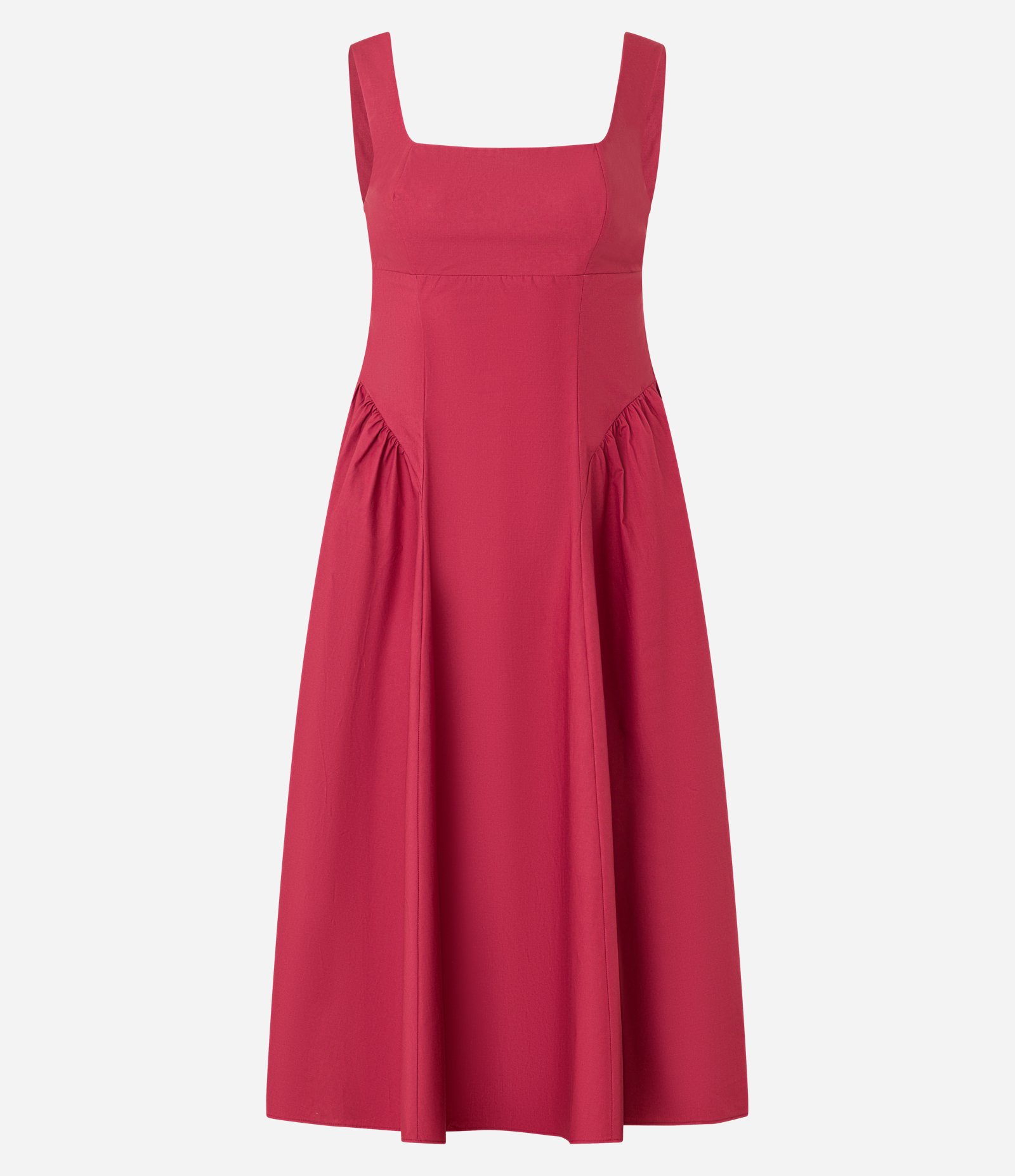 Vestido Midi em Tricoline com Alças Largas e Detalhes Franzidos Cereja 5