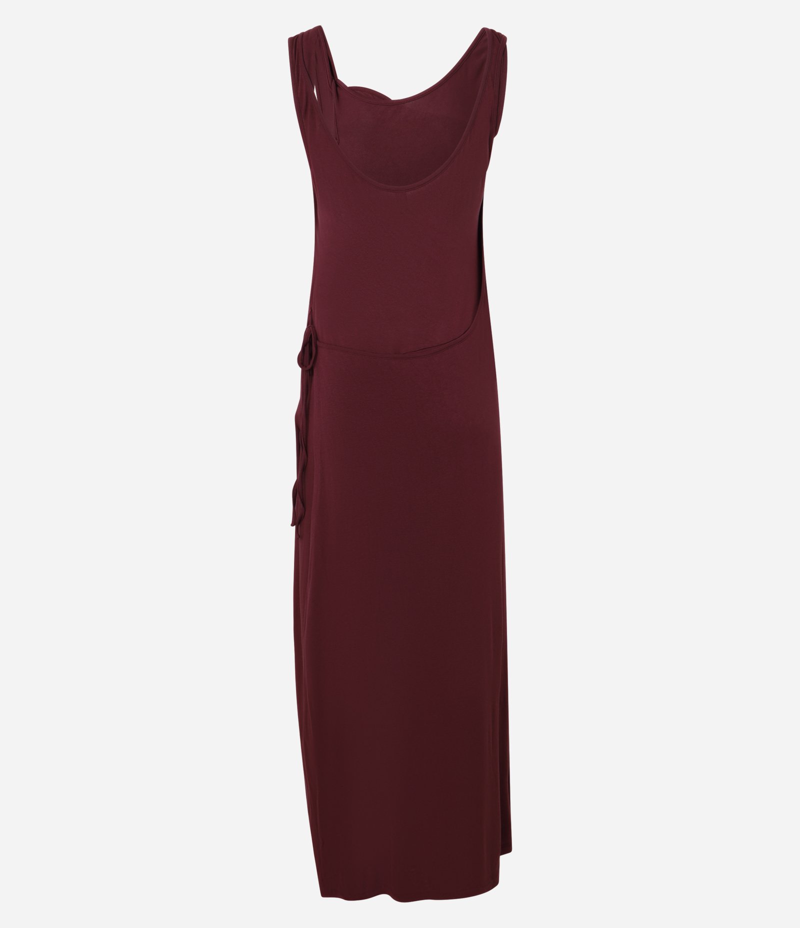Vestido Long Midi Envelope com Amarração Lateral Bordô 6
