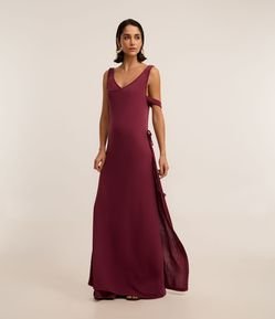 Vestido Long Midi Envelope com Amarração Lateral