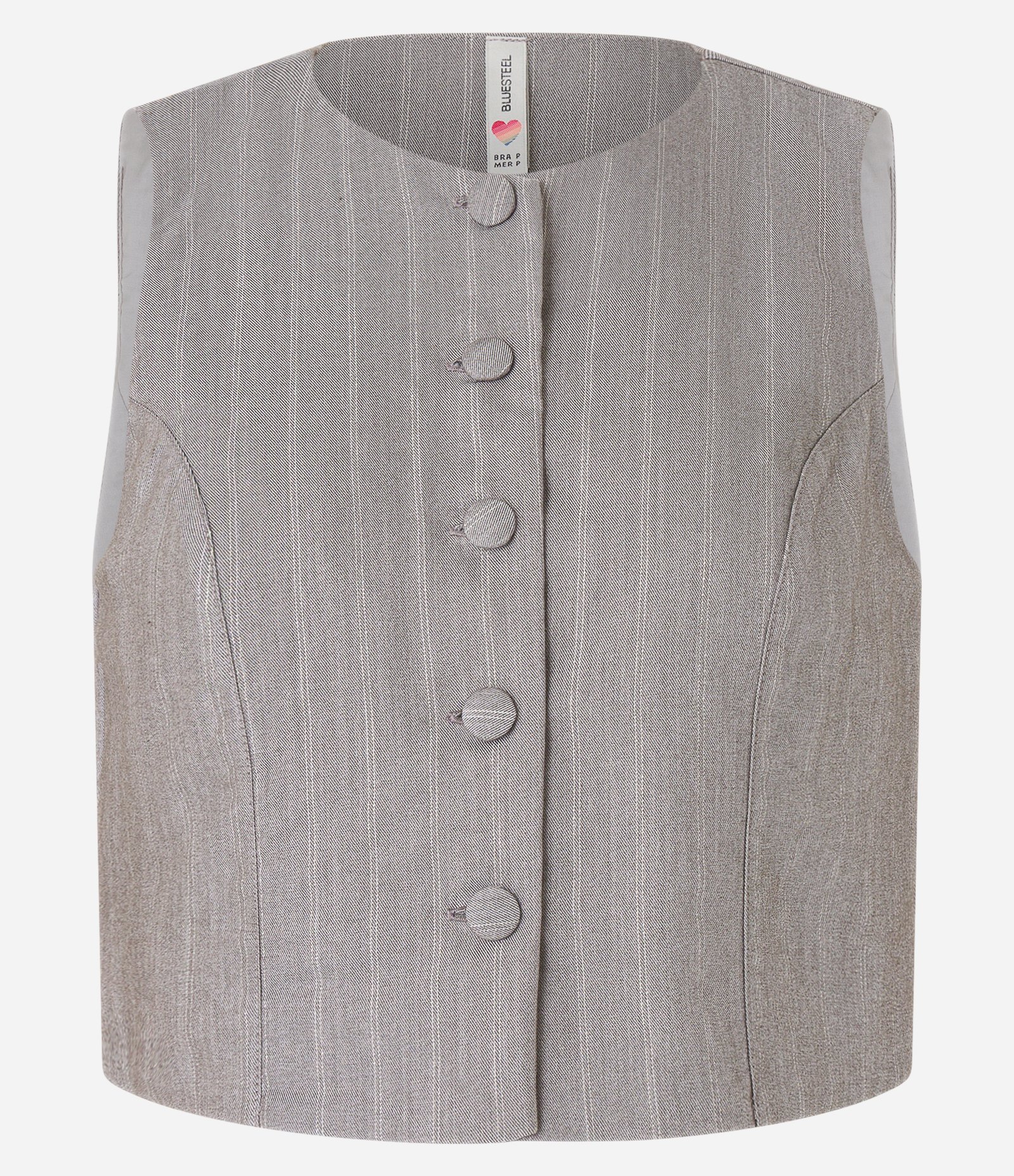 Colete em Alfaiataria com Listras e Abotoamento Frontal Cinza 4