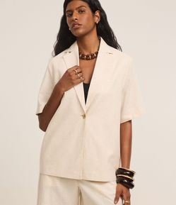 Blazer em Viscolinho com Botão Único e Manga Curta