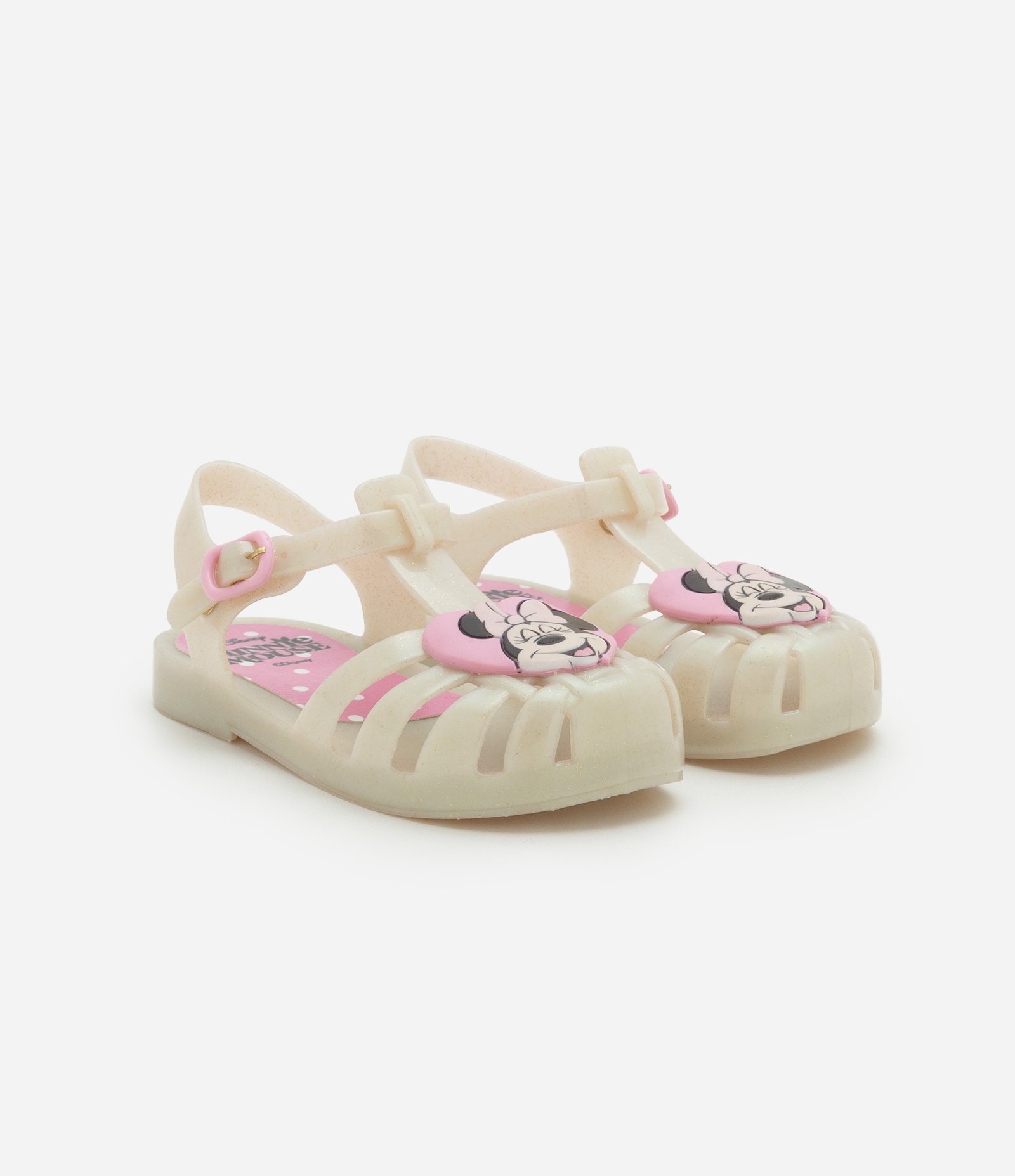 Sandália Infantil em PVC com Minnie Aplicada - Tam 20 ao 31 Bege 1