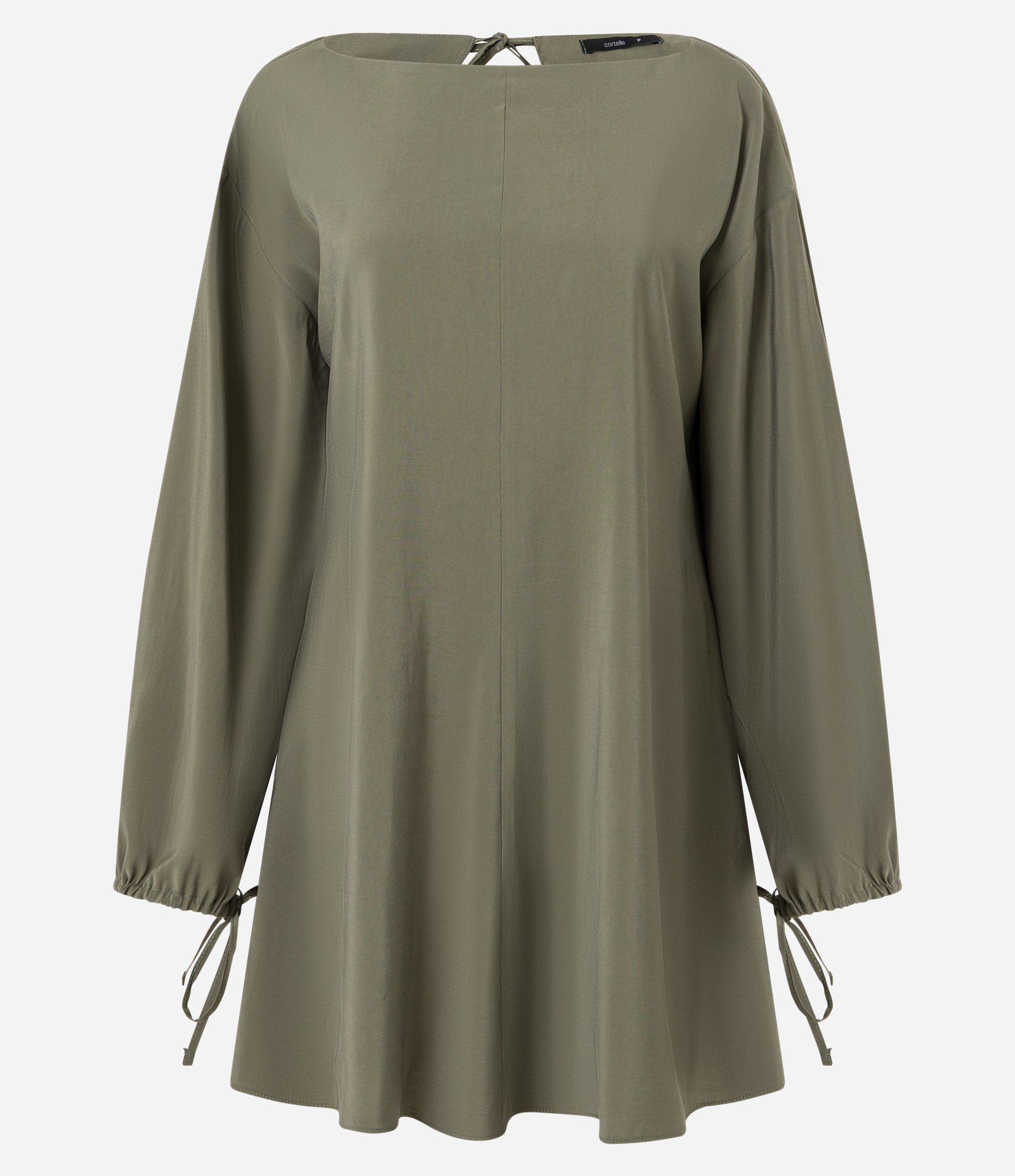 Vestido Godê em Tricoline com Manga Longa Verde 4