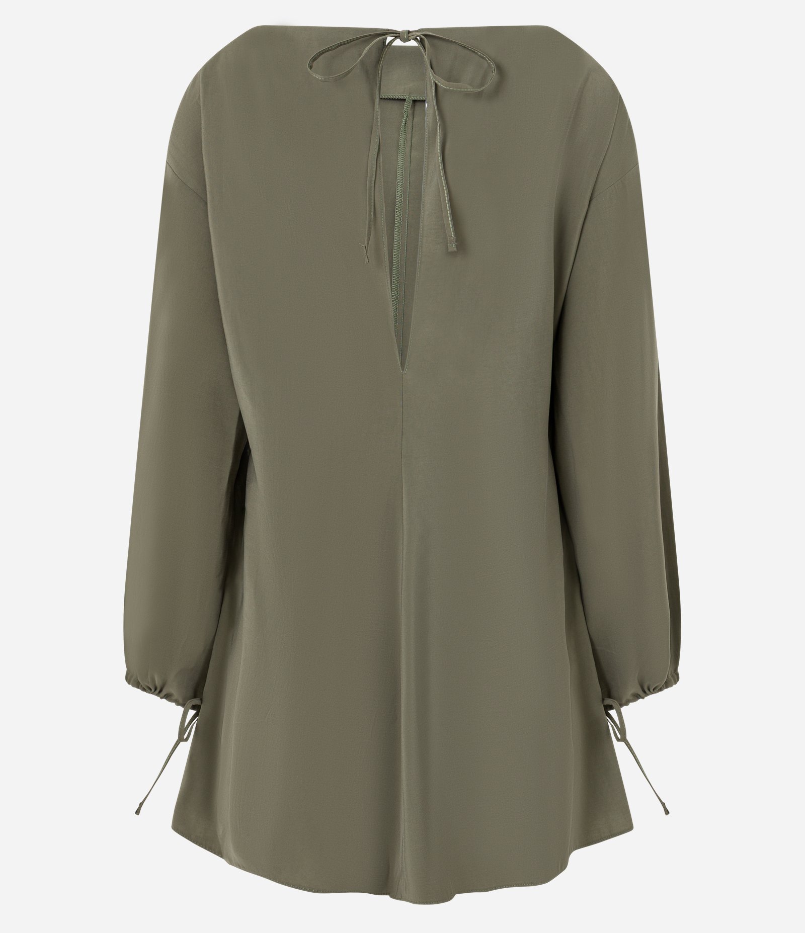 Vestido Godê em Tricoline com Manga Longa Verde 5