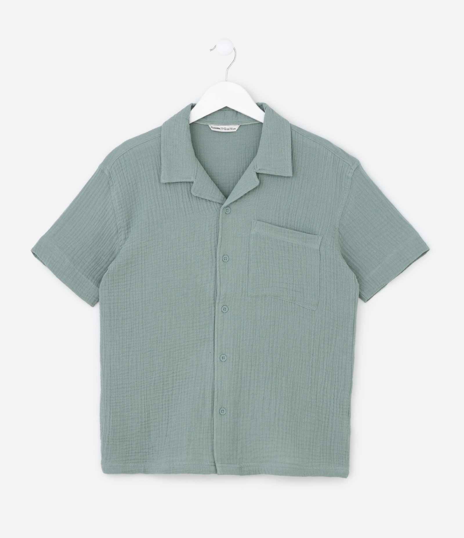 Camisa Infantil em Cotton Texturizada - Tam 5 a 14 Anos Verde 1