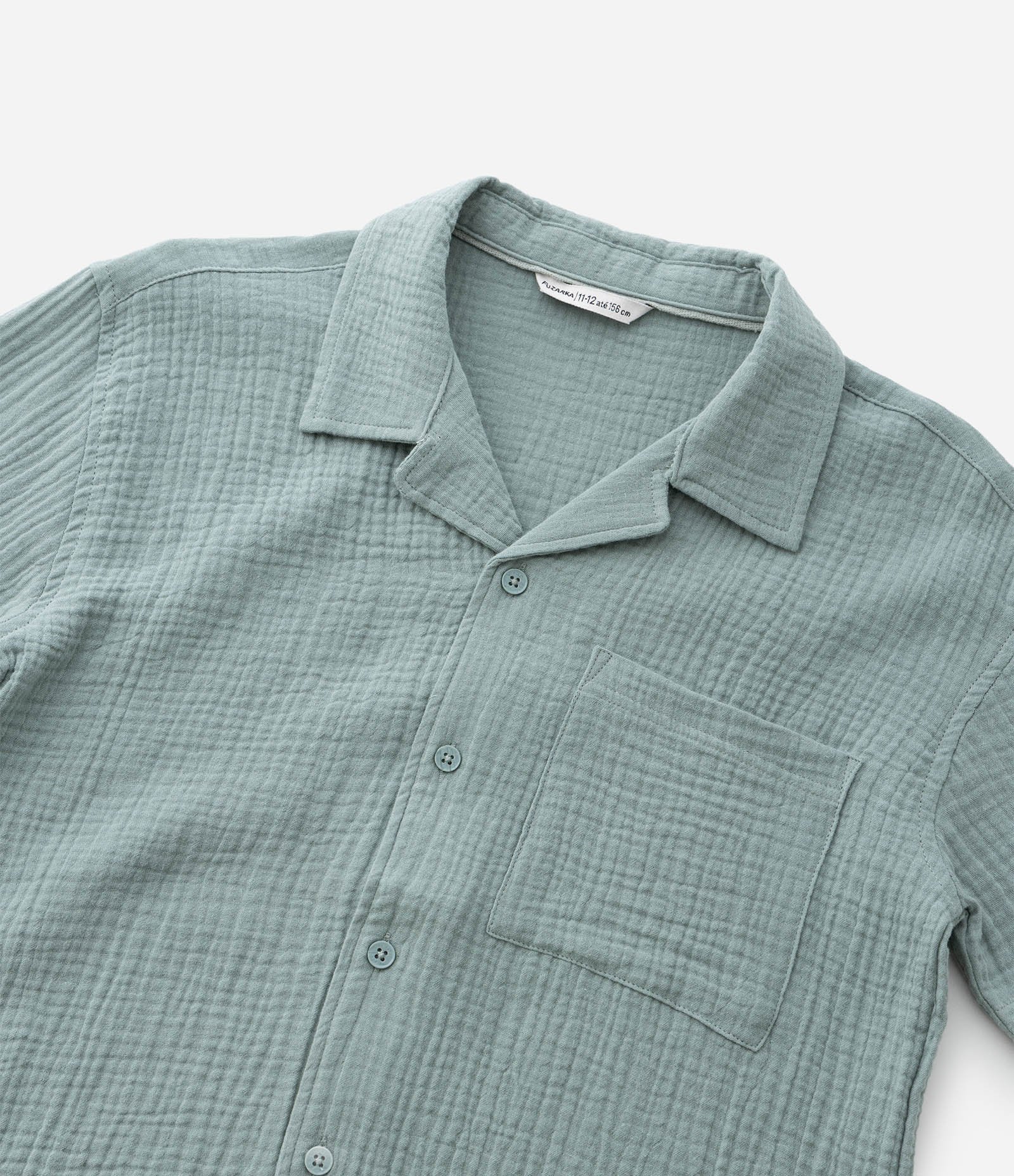 Camisa Infantil em Cotton Texturizada - Tam 5 a 14 Anos Verde 5