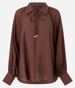 Blusa Texturizada em Viscose com Manga Bufante e Amarração