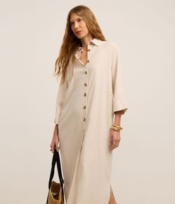 Vestido Chemise Reto e Midi em Viscolinho