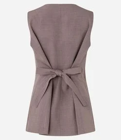 Colete Longo Alfaiatado com Amarração nas Costas e Botões