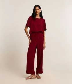 Calça Wide Leg com Amarração e Efeito Airflow