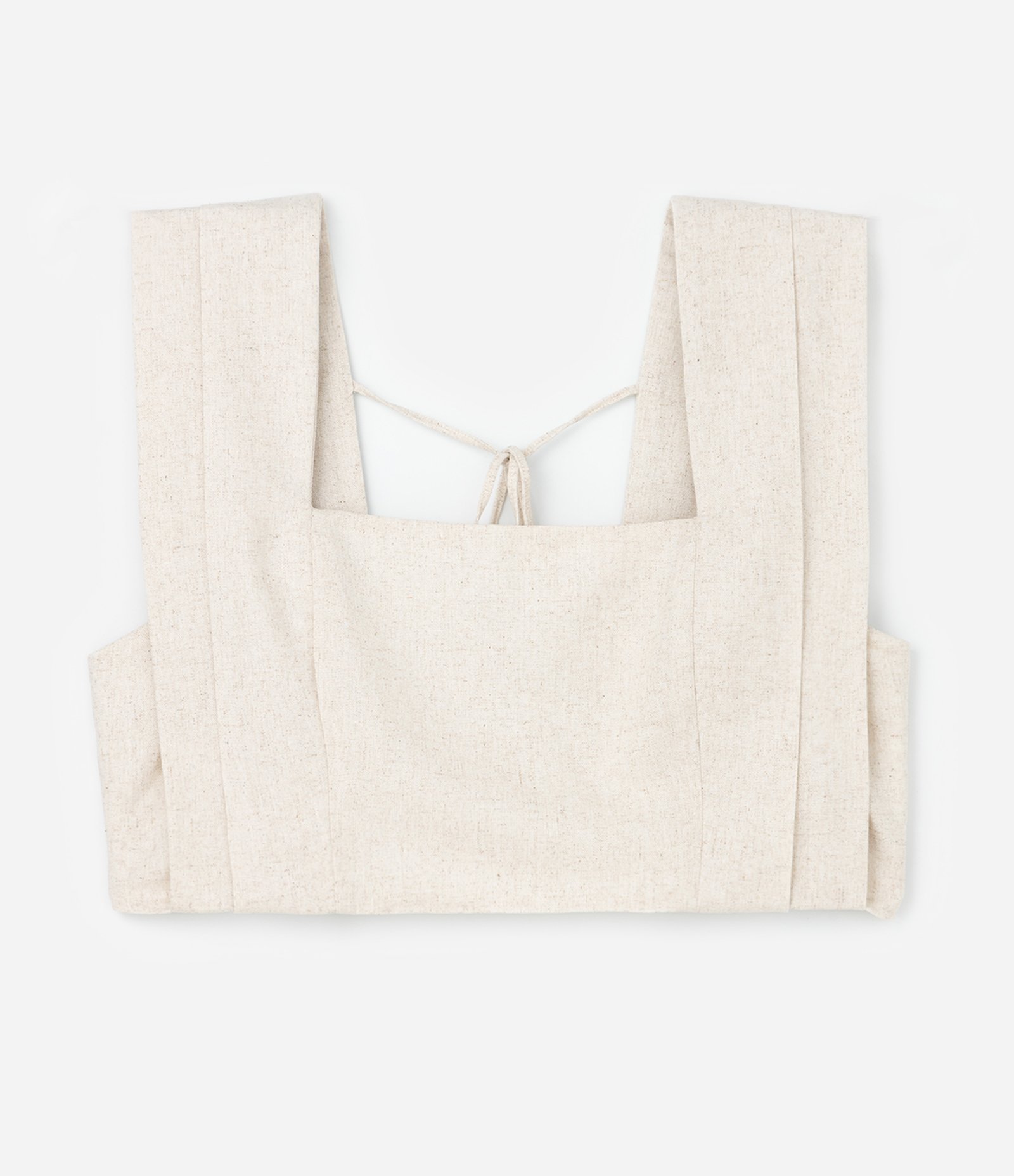 Blusa Cropped em Viscolinho com Lastex nas Costas Curve & Plus Size Bege 5