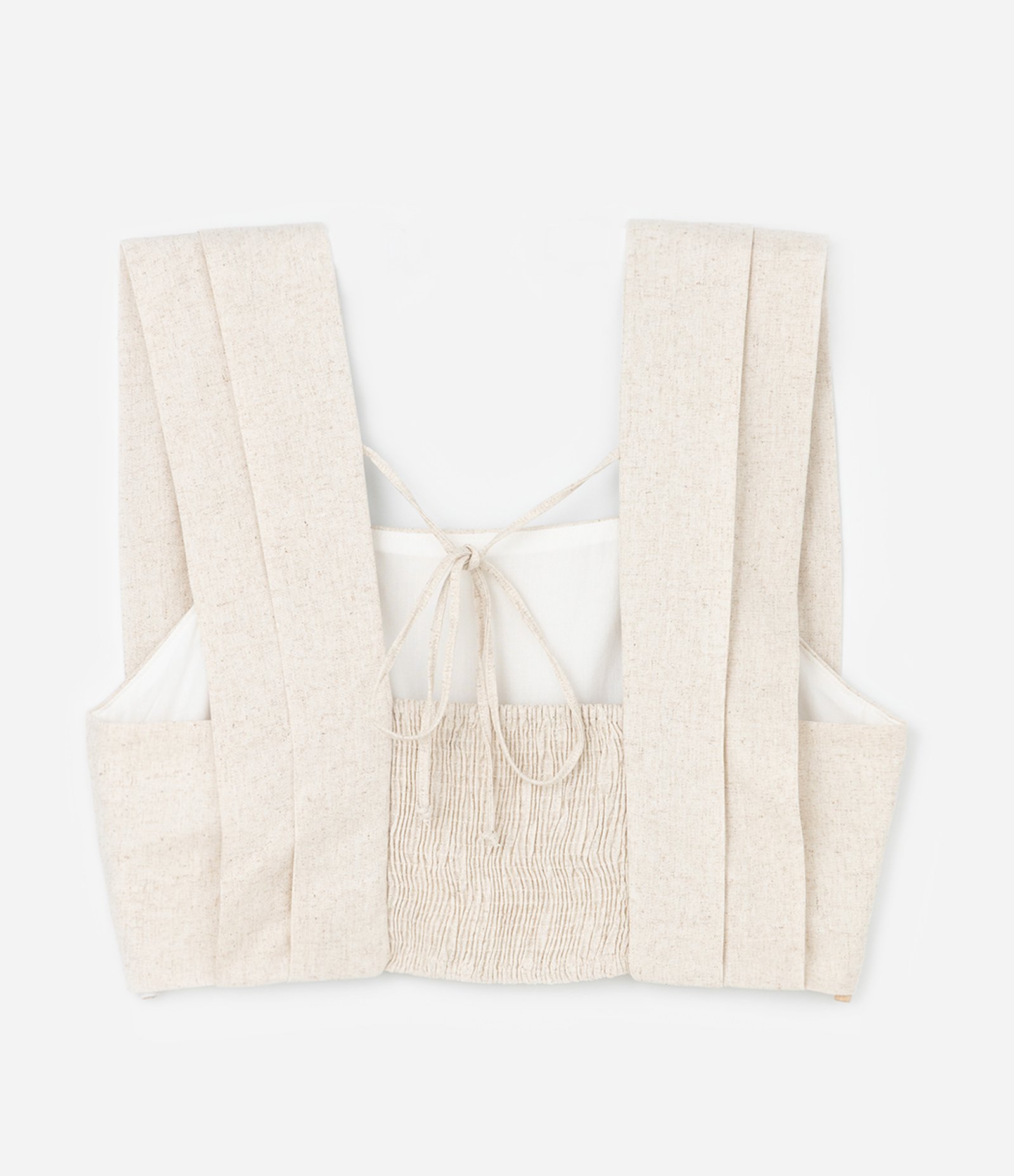 Blusa Cropped em Viscolinho com Lastex nas Costas Curve & Plus Size Bege 6