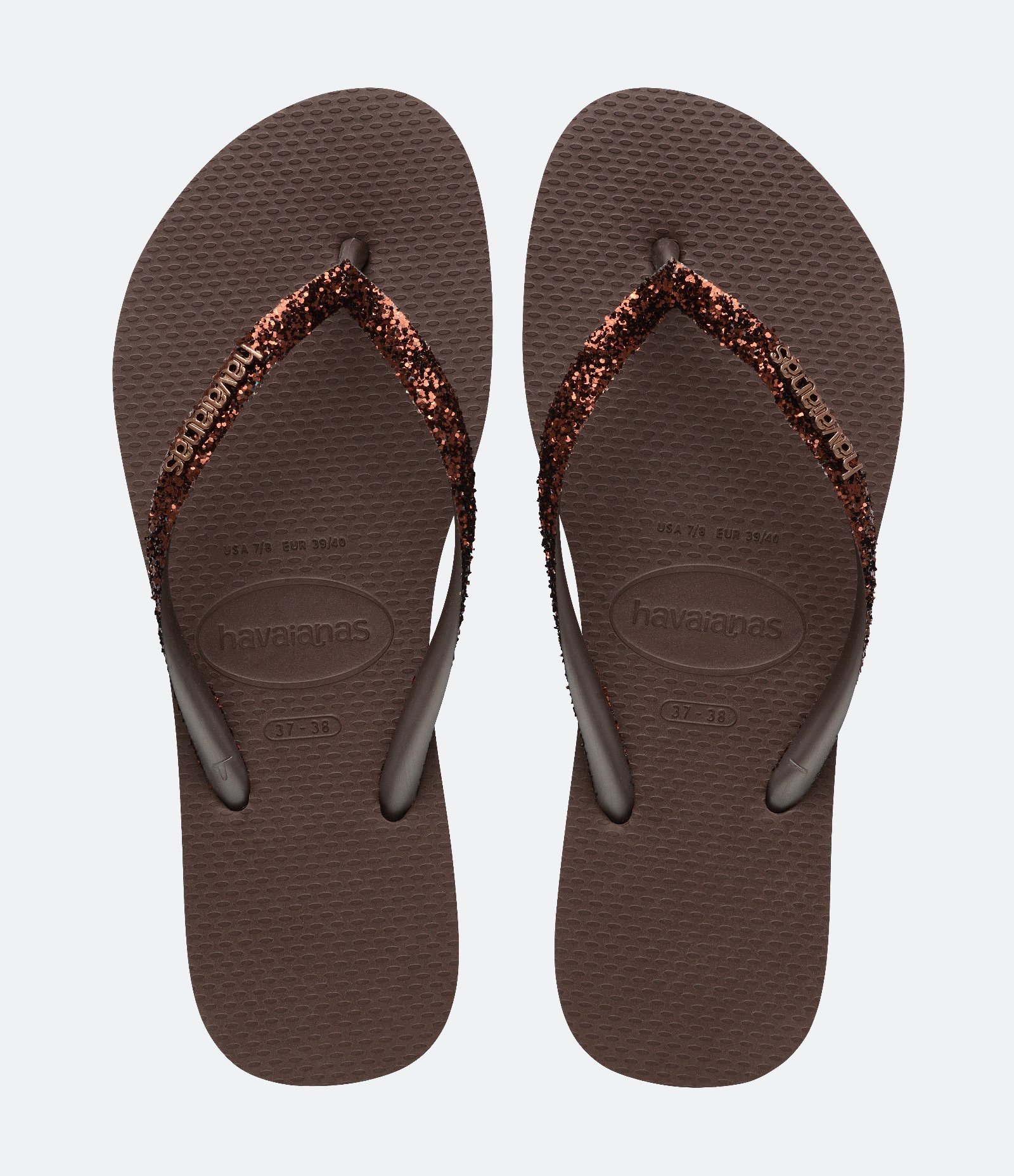 Chinelo Havaianas Tiras Finas com Glitter Marrom 1