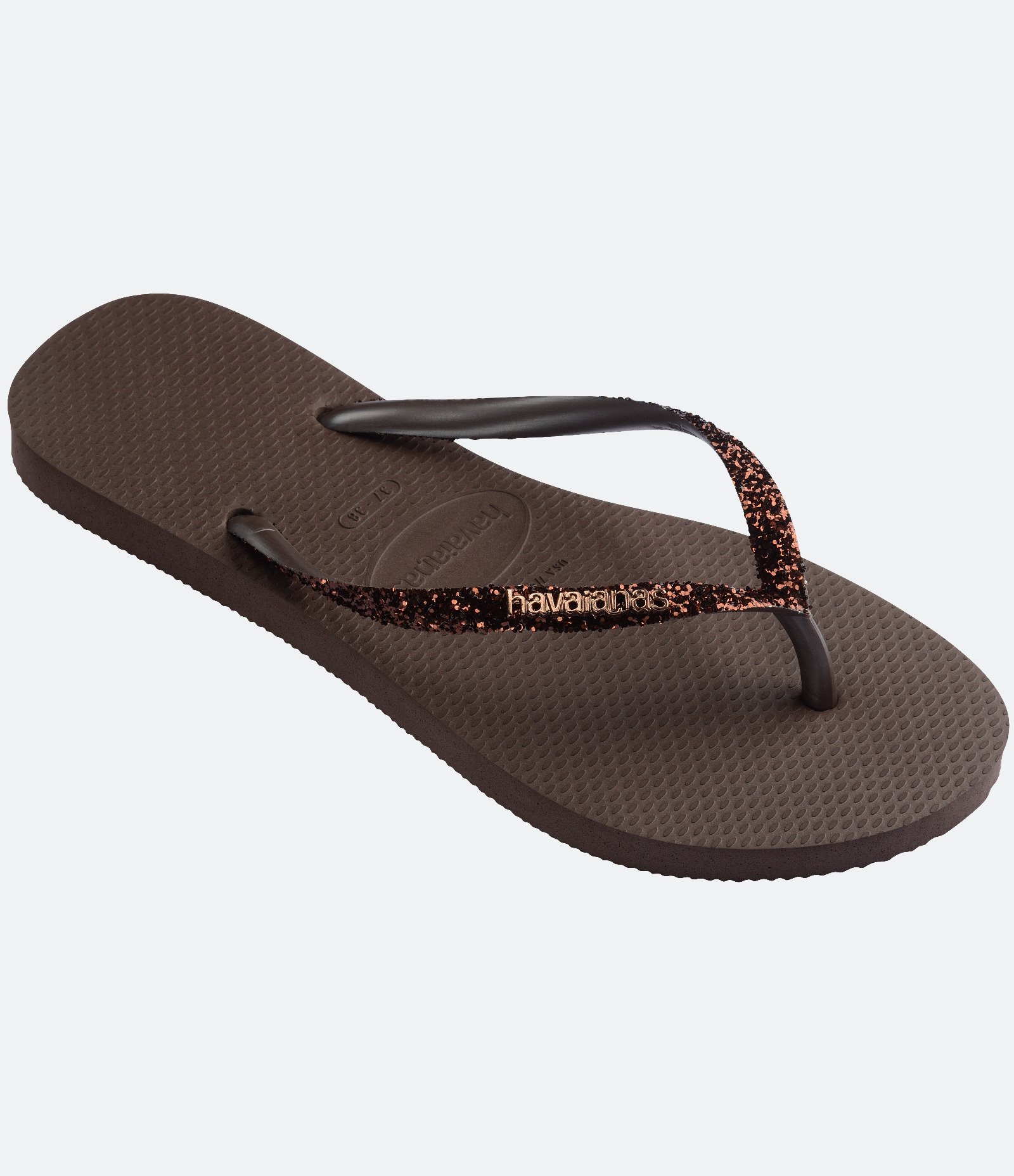 Chinelo Havaianas Tiras Finas com Glitter Marrom 2