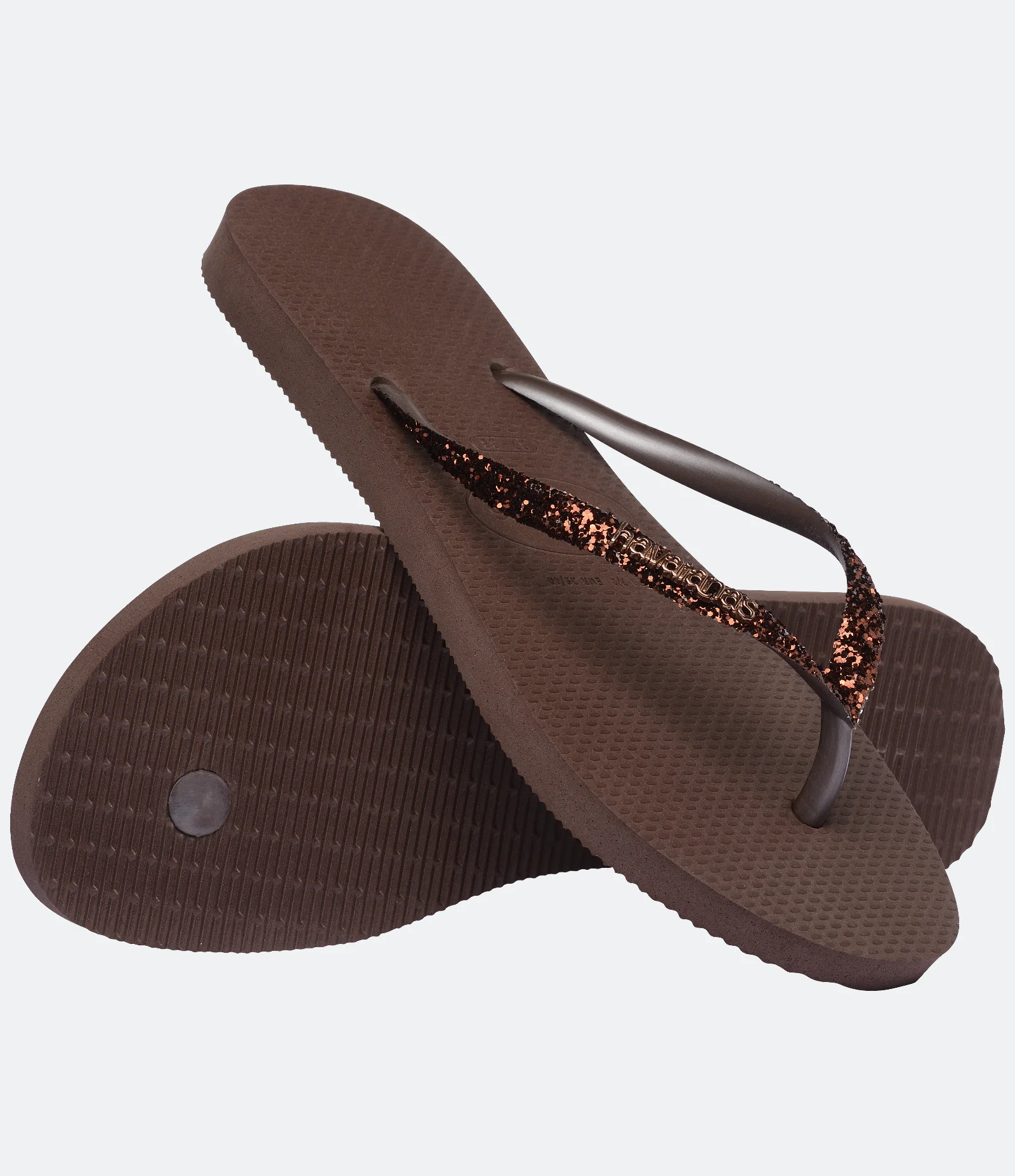 Chinelo Havaianas Tiras Finas com Glitter Marrom 4