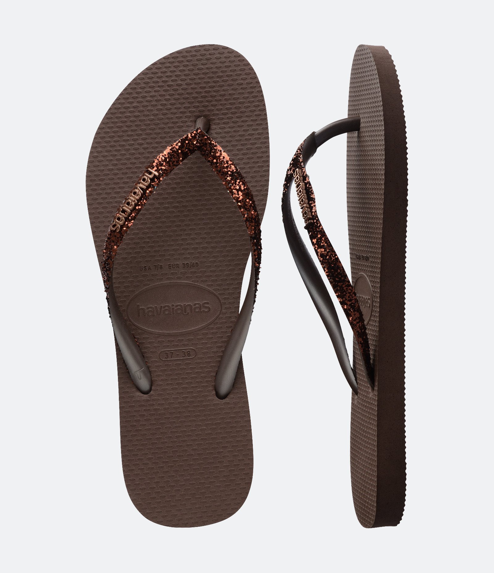 Chinelo Havaianas Tiras Finas com Glitter Marrom 5