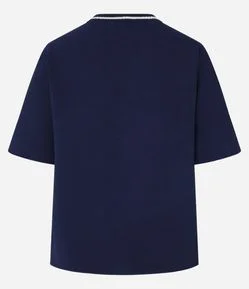 Blusa em Airflow com Gola de Ribana Contrastante
