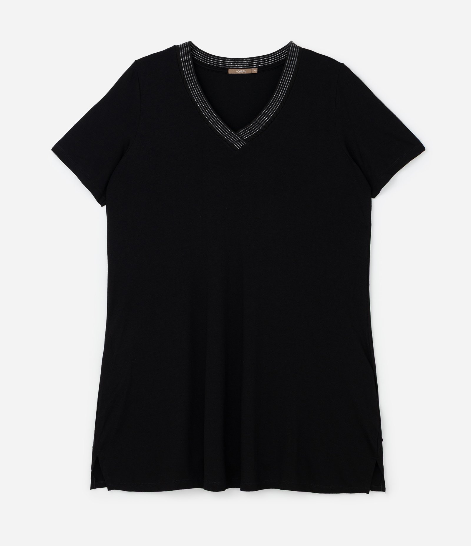 Vestido Curto em Viscocrepe com Gola de Retilinea  Curve & Plus Size Preto 4