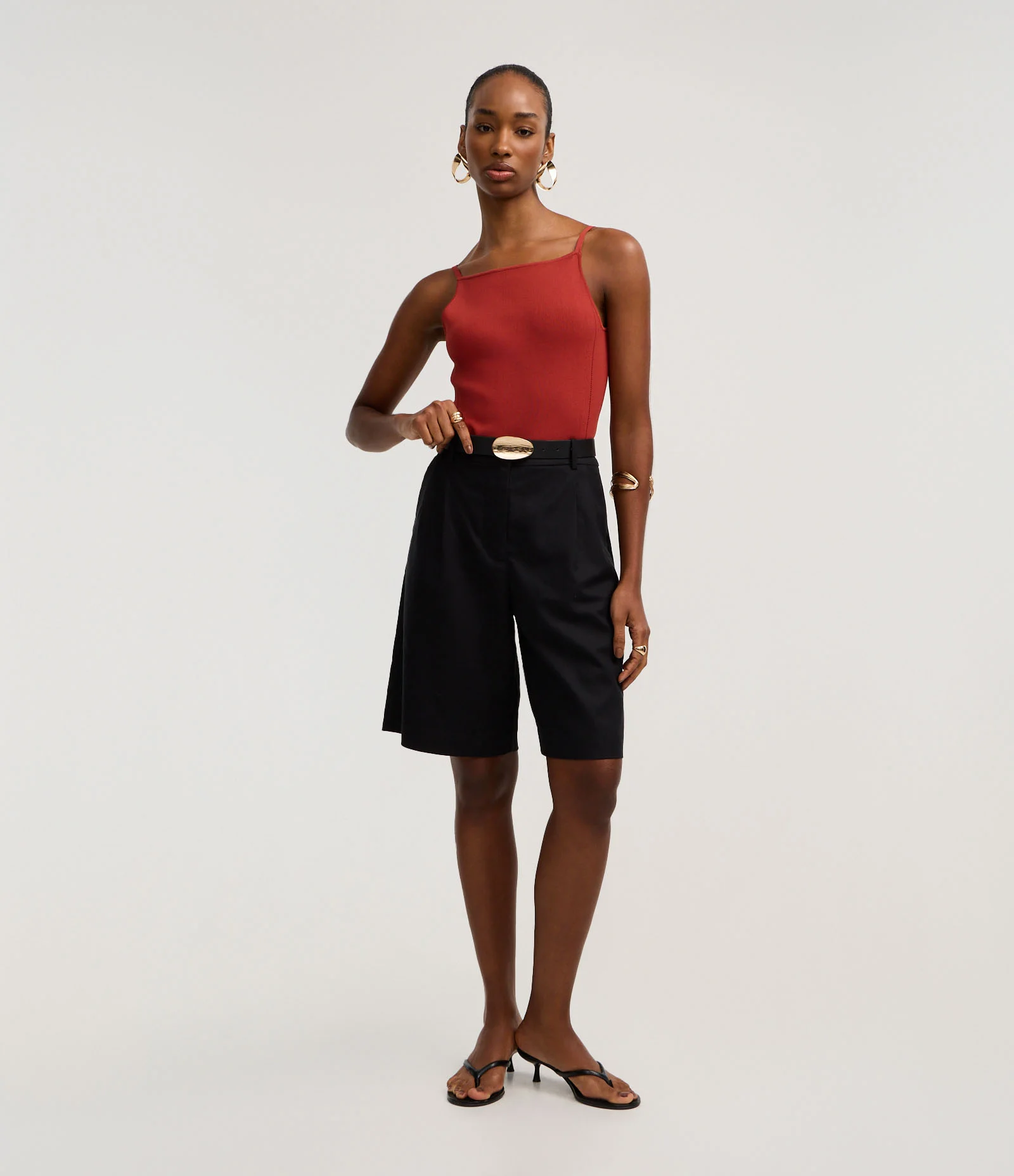 Blusa de Alça em Tricô com Decote Reto Vermelho 2