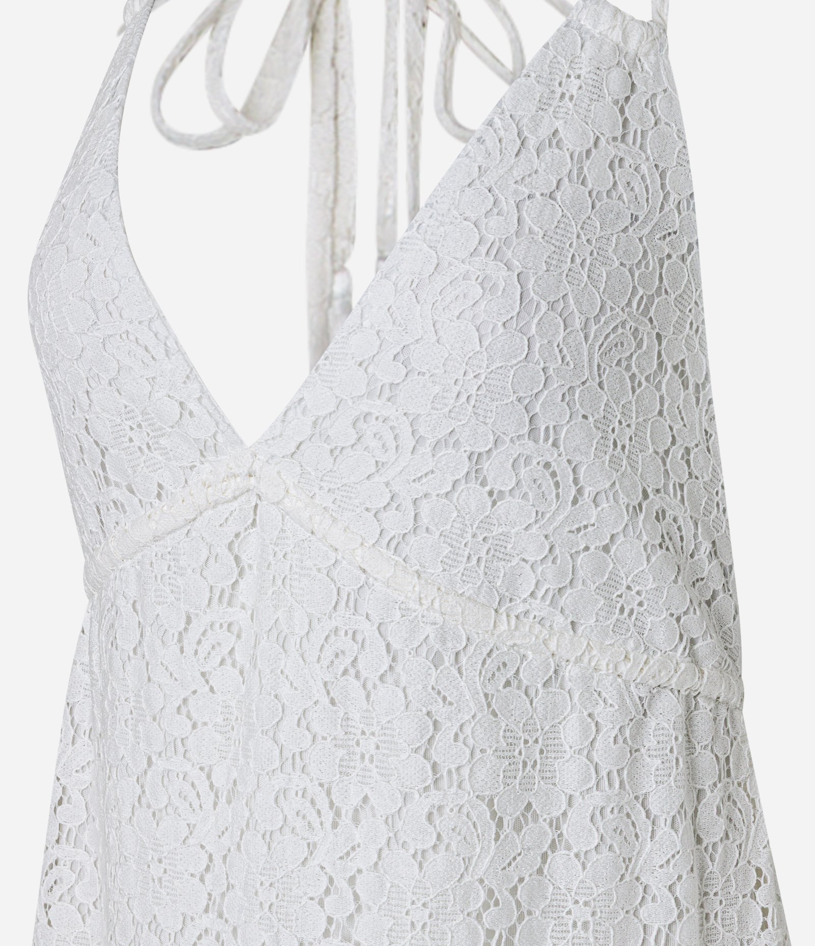 Vestido Longo Evasê com Frente Única em Renda Branco 7