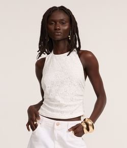 Blusa em Algodão de Renda com Frente Única