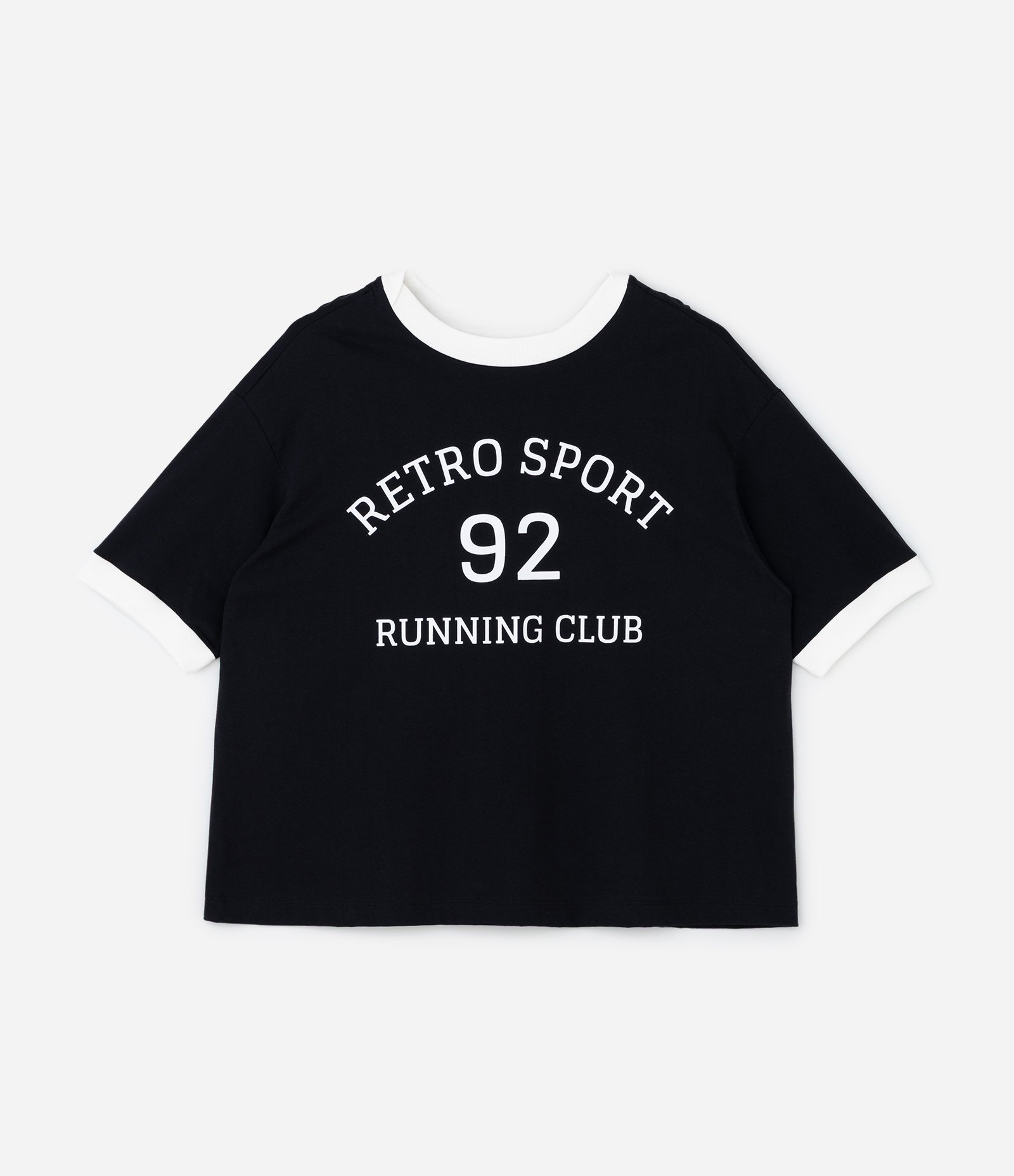 Camiseta Oversized Esportiva Canelada Bicolor Curve & Plus Size Preto 4