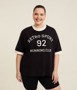 Camiseta Oversized Esportiva Canelada Bicolor Curve & Plus Size