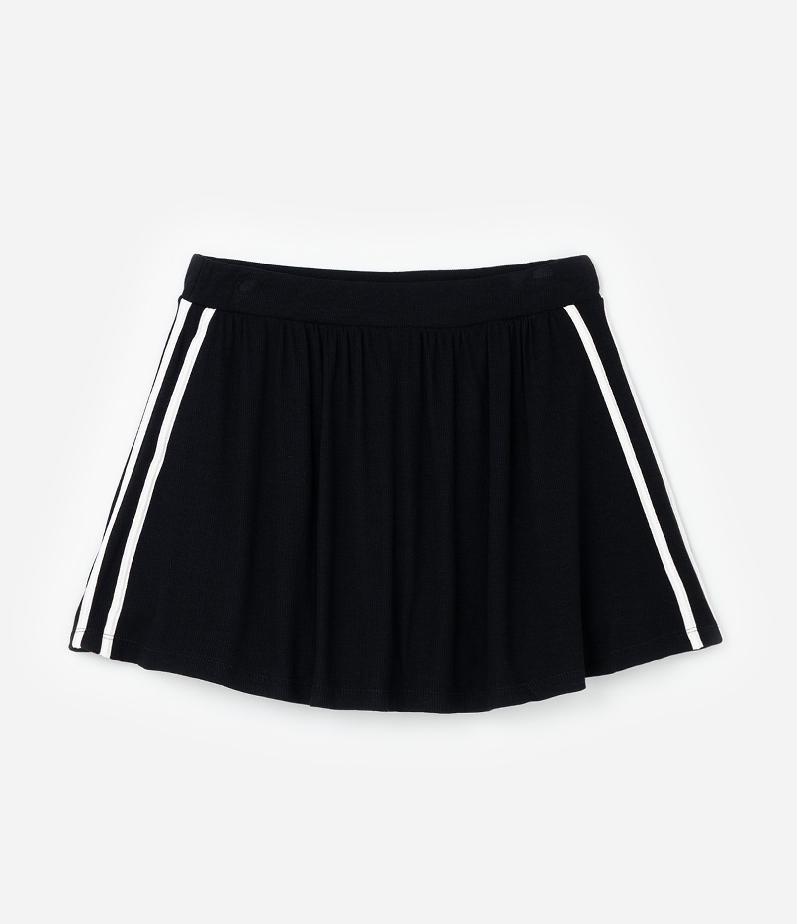 Short Saia Esportivo em Ribana com Listras Laterais Curve & Plus Size Preto 5