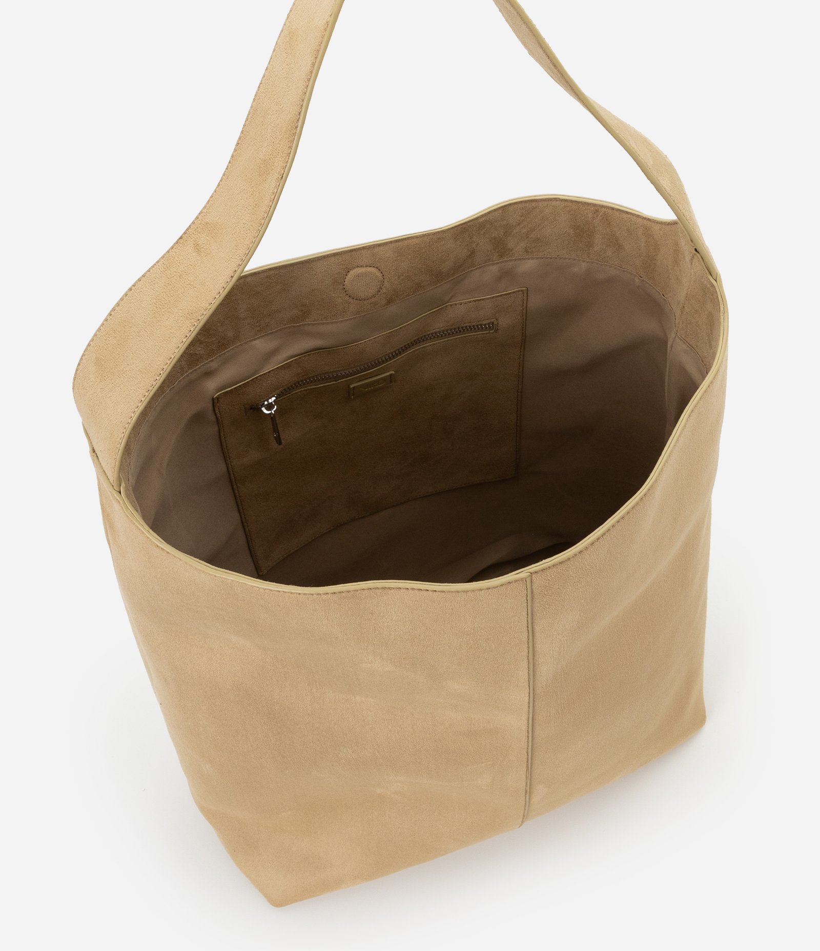 Bolsa Tote em Suede com Bolso Interno Bege 8