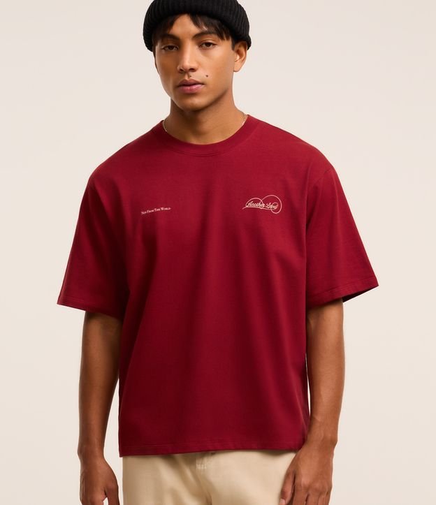 Camiseta Boxy em Algodão com Estampa Lettering