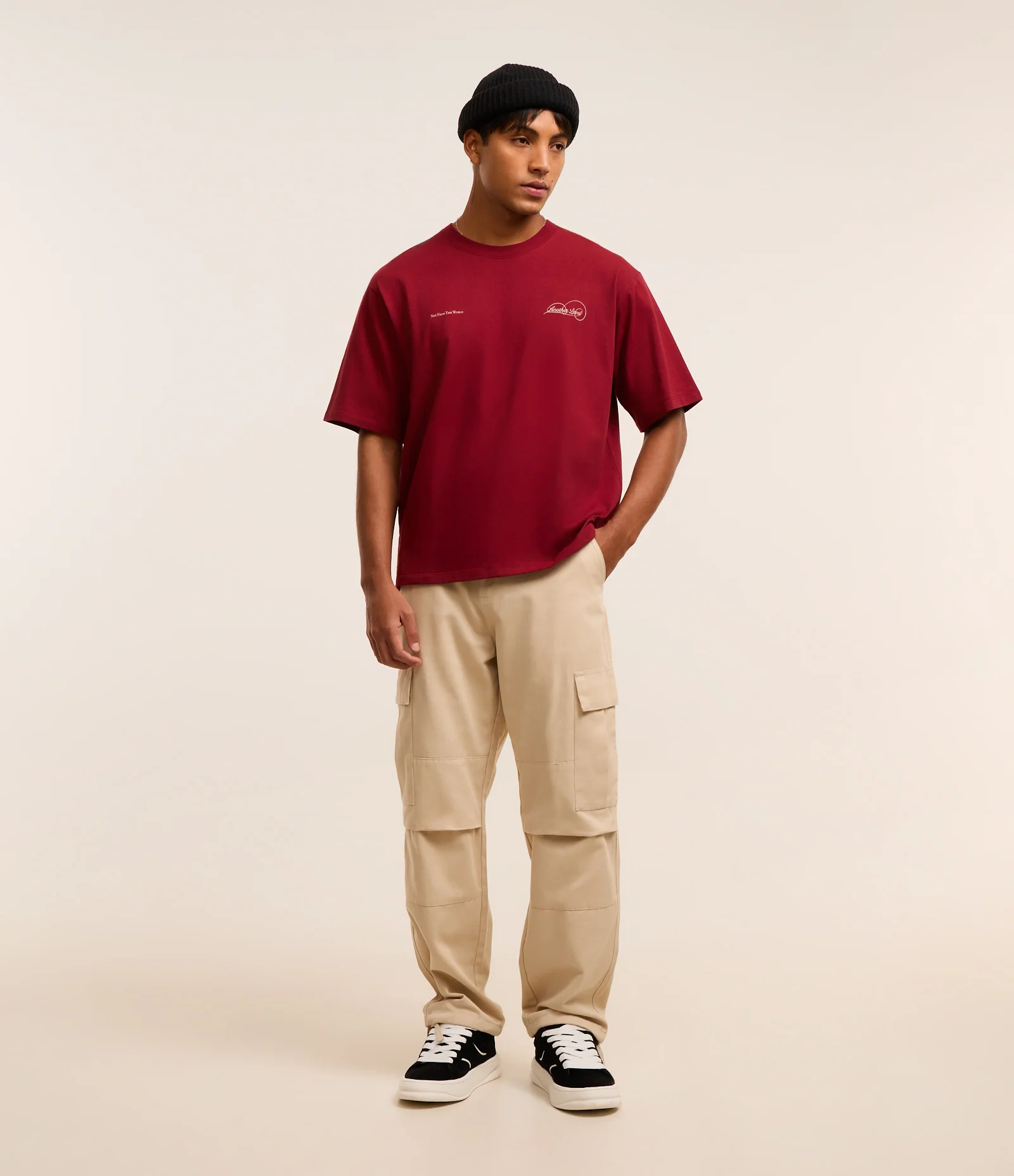 Camiseta Boxy em Algodão com Estampa Lettering Vermelho 2