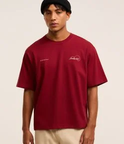 Camiseta Boxy em Algodão com Estampa Lettering
