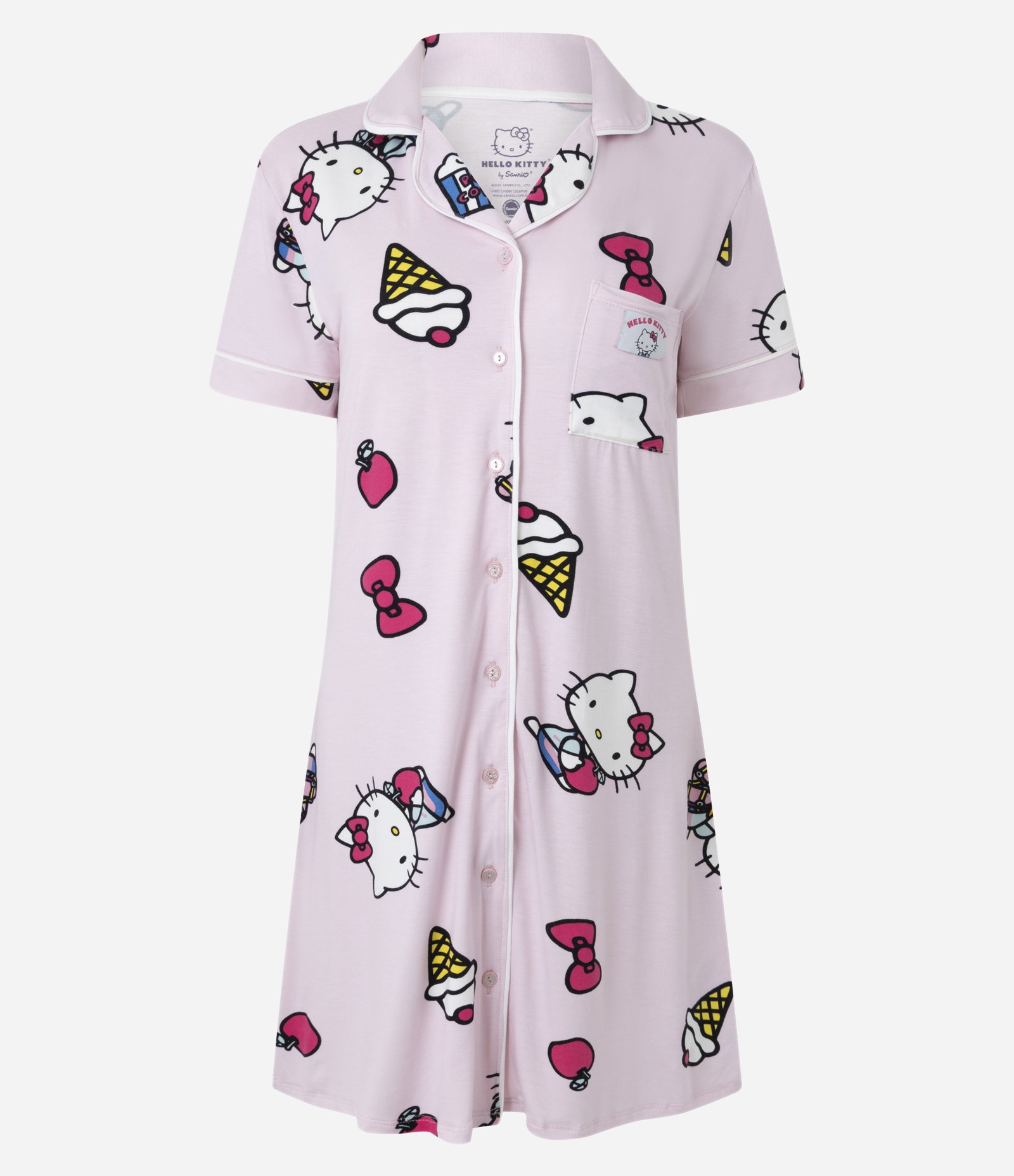 Camisola Americana Curta com Estampa da Hello Kitty e Bolsinho Rosa 5