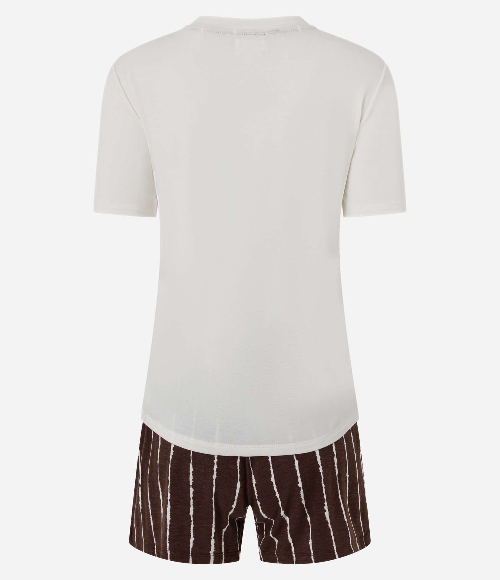 Pijama Short Doll em Viscose com Estampa de Veleiro e Short Listrado Off White/Marrom 6