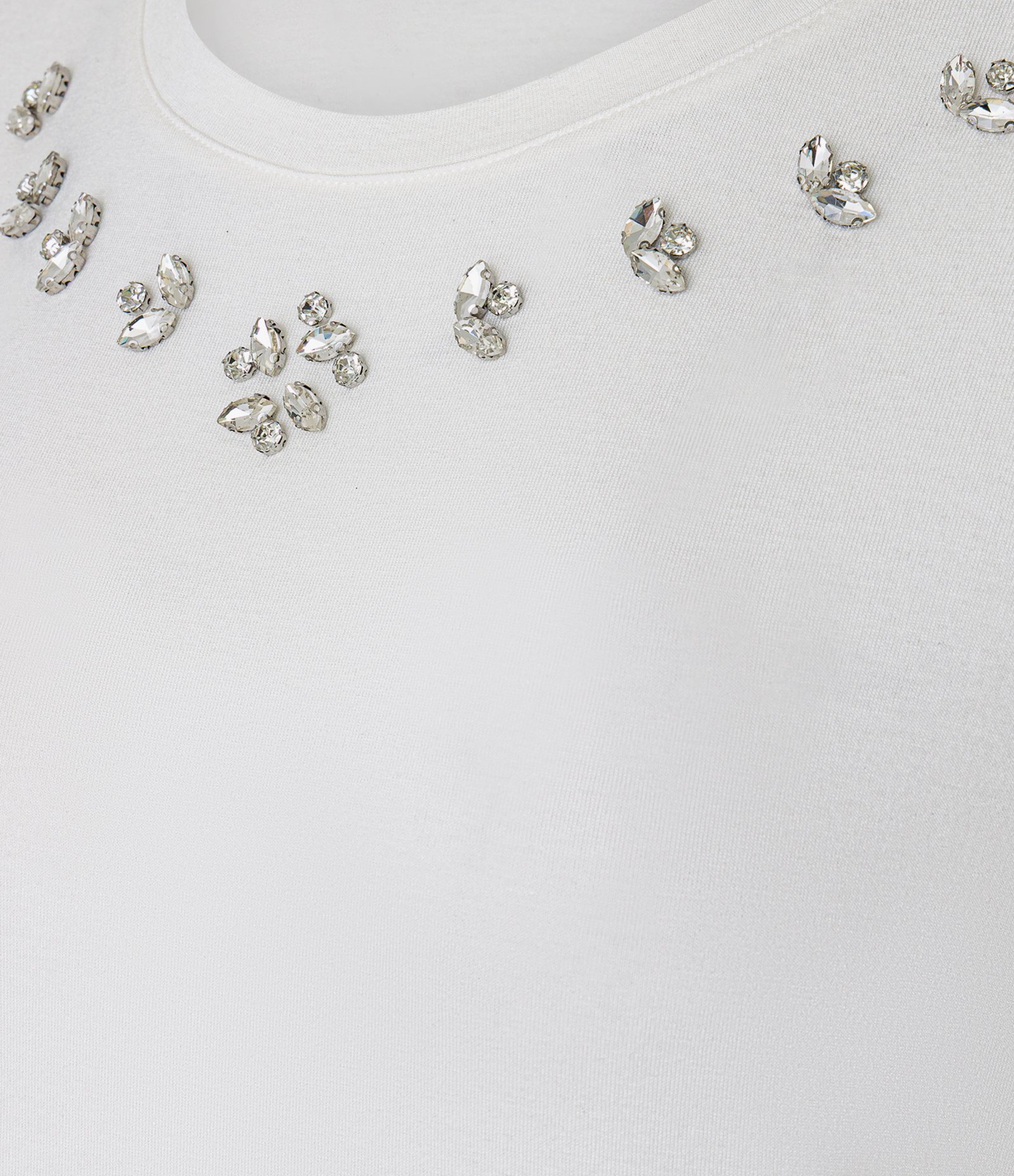 Camiseta T-shirt em Viscose com Aplicação de Strass Off White 7